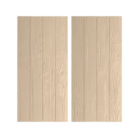 Rustic Four Board Joined Board-n-Batten Sandblasted Faux Wood Shutters W/No Batten, 22W X 26H